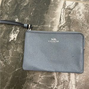 Sparkly Greyish Blue Coach Wristlet